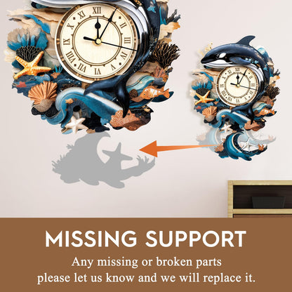 Cutywood 3D Puzzles for Adults Clock-Killer Whale Design Model Kit-Mechanical DIY Pendulum Clock with Roman Numerals-Desk Home Office Decor Personalized Gift for DIY Lovers