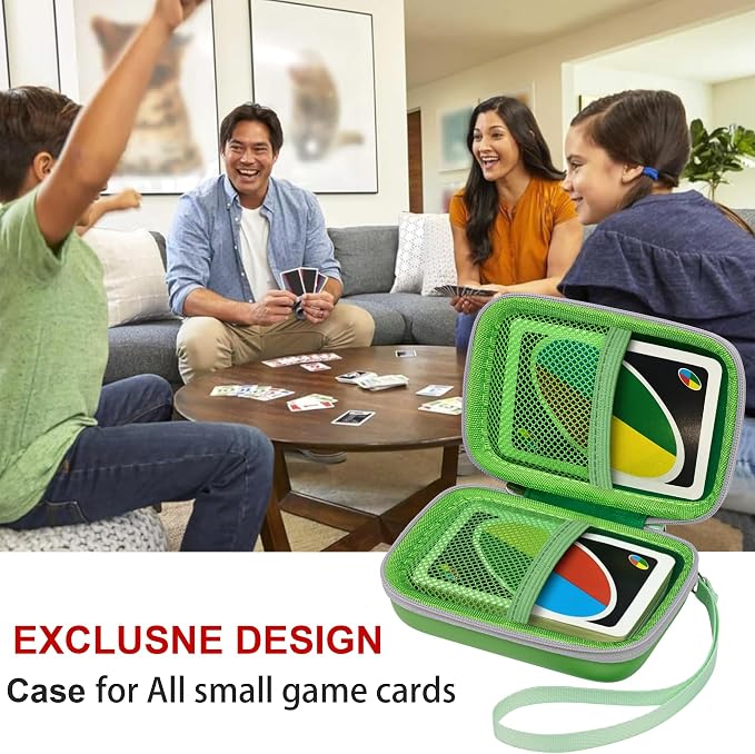 Leayjeen Cards Case Compatible with Skip BO/UNO/Pokemon/Phase 10 Card Game,Fits Up to 108 Cards,Carrying Storage Bag for Travel-Green(Case Only)