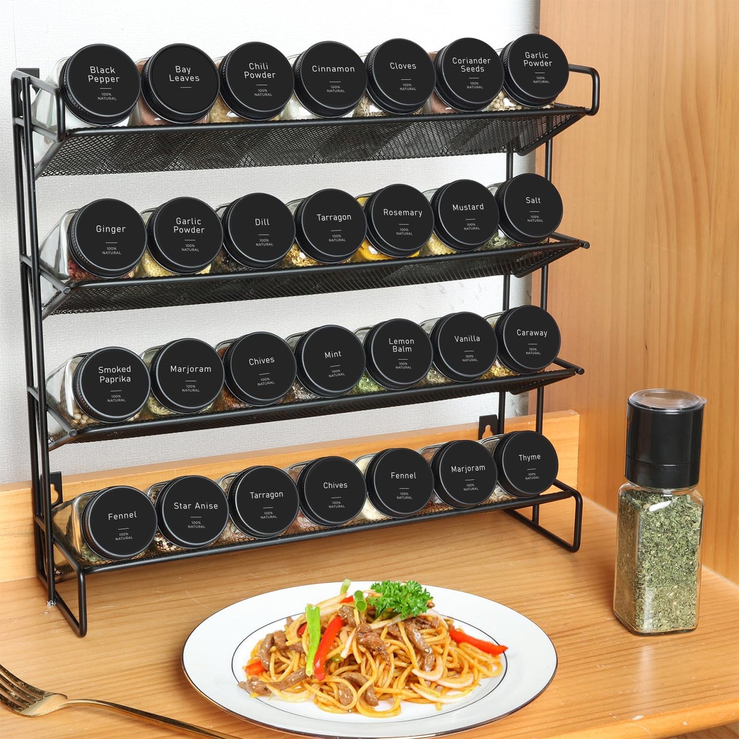 ComSaf 6Pcs 4oz Glass Spice Jars with Shaker Lids, 21 Labels, Spice Jars Trial Set & Supplement Set, Empty Spice Containers and Square Spice Bottles for Kitchen and Seasoning