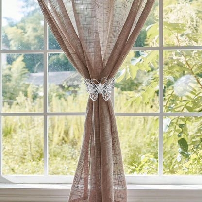 Chinflly Silver Butterfly Curtain Tiebacks No-Drill Modern Metal Curtain Holdbacks Easy to Install for Rental House Dorm Present Elegant Home Decor, 2 Packs