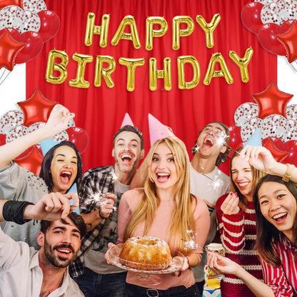 10 x 10 Feet Red Backdrop Curtain for Partie, Background Curtains for Photoshoot, Birthday, Wedding, Halloween, Thanksgiving, Christmas, New Year Party Decorations 5Ft x 10Ft, 2 Panels