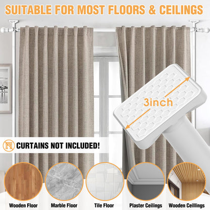 AKTOP Room Divider Curtain Rod, No Drilling Privacy Room Separator for Space Partition, 4-11ft(H) 28-117”(W) Adjustable Heavy Duty Floor to Ceiling Wall Divider Tension Rod for Room Separation, White