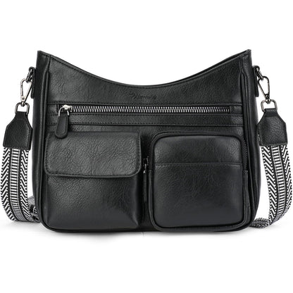 VIMUTI Crossbody Purses for Women Trendy,Multi Pocket Women's Crossbody Bag, Vegan Leather Shoulder Handbags Travel Purse (Black)
