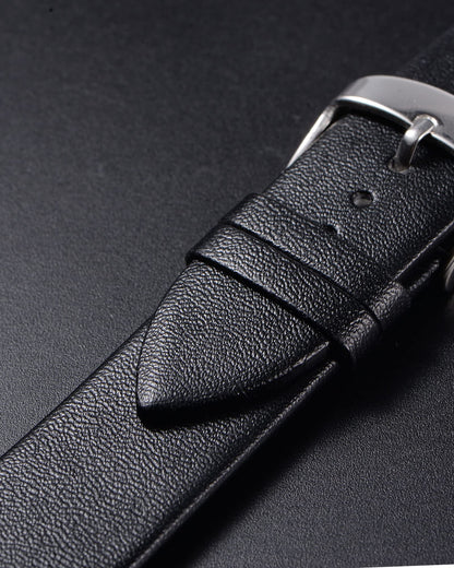 uxcell Black Genuine Leather Band 14mm Width, Flat Thin Elegant Leather Watch Strap for Women