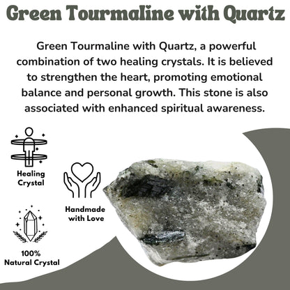 Amazing Gemstone 2 Pieces Green Tourmaline with Quartz Raw Crystals and Healing Stones, Natural Rocks for Tumbling and DIY Raw Stones and Crystals