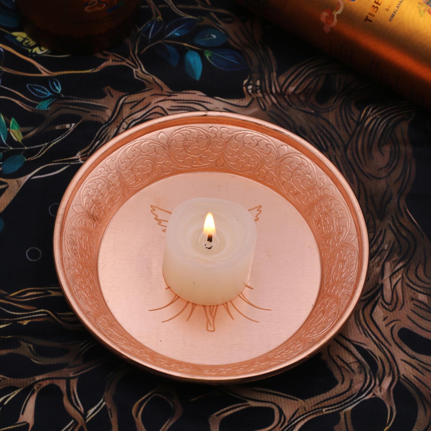 Amitofo Copper Offering Prayer Ritual Bowl Plate - Great for use Witches Meditation,Smudging, Incense,Candle Dish, Ash Catcher,Jewelry Dish (New Metatron)
