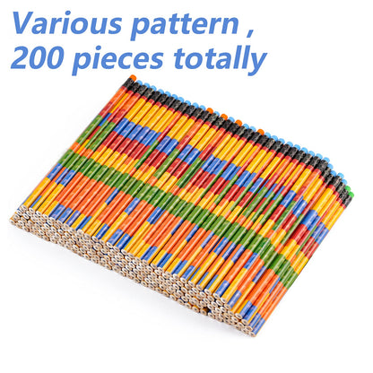Kolewo4ever 200 Pieces Building Block Wood Pencils Colorful Round Pencils with Top Erasers Students Birthday Goody Bag Bulk Filler for Exams School Office Sketching Learning Activities