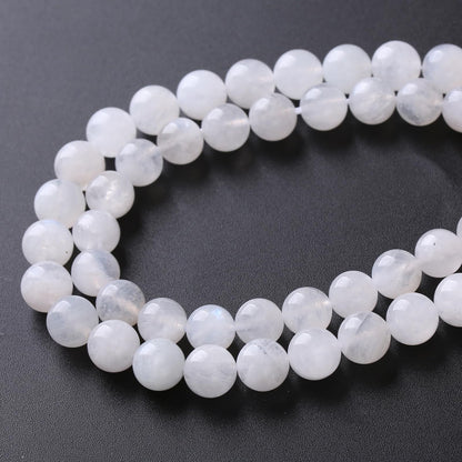 120PCS 6MM Natural Stone White Moonstone Gemstone Semi Precious Beads for Jewelry Making DIY Bracelet