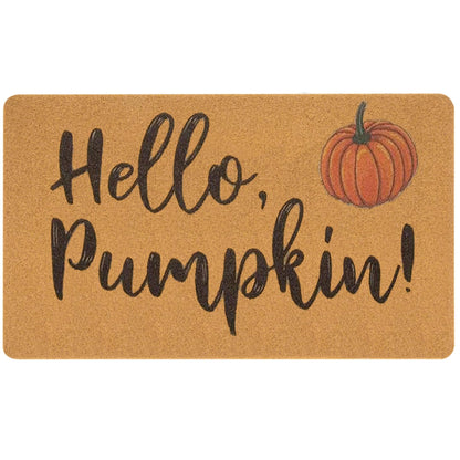 IZUS Hello-Pumpkin Welcome-Doormats - Non-Slip Coir Entrance-Mat Fall-Harvest-Festival Front-Door-Mat Porch-Rugs Home-Decor 17x29inch