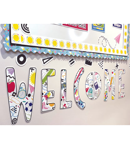 Carson Dellosa Happy Place 706PC Teacher Supplies, Calendar, Welcome Banner, Borders, Posters, Stickers, Name Labels for Kids and More Back to School Decorations for Bulletin Board and Classroom Decor