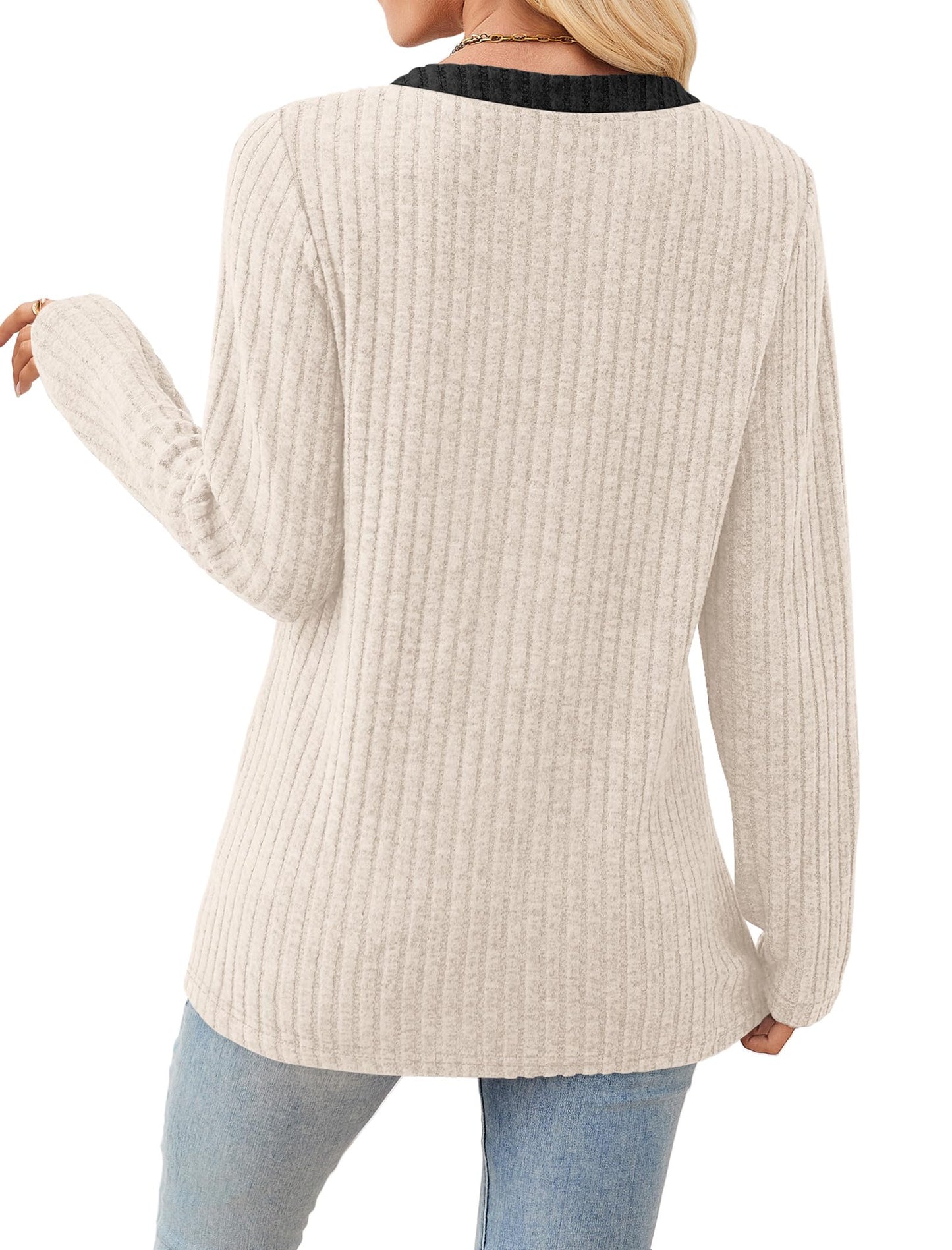 SAMPEEL Womens Sweaters Lightweight Long Sleeve Shirts V Neck Tops with Button Fall Outfits 2025