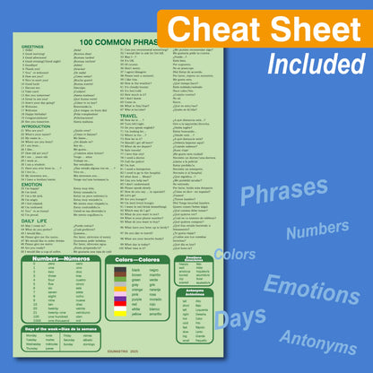 100 Spanish English Bilingual Phrases with English Prounciation Educational Flash Cards and Phrases Chart Learning Resource for Spanish Learner or Traveller Double-Sided 100 Cards (Each 4.4" X 2.8")