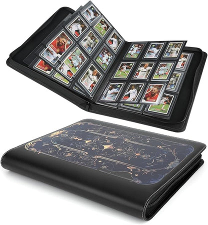Toploader Binder,Toploader Hard Cases, 9-Pocket Pages Sleeves Hold up 288 Cards.Toploader Card Binder with Sleeves for “3×4” rigid，Card Holder(black purple)