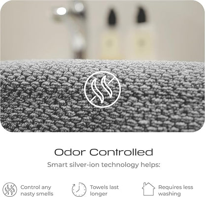Luxury Silver-Infused Gray Washcloths 4-Pack, 12.9"x12.9"