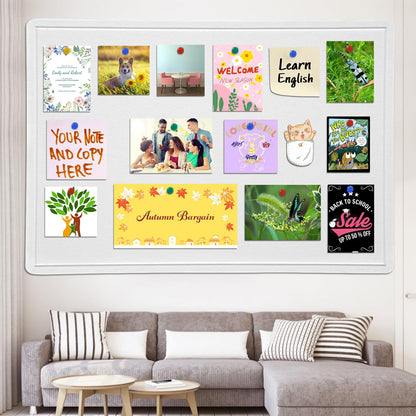 Large Bulletin Board - 72 X 48 inches Decorative Felt Pin Board - 6' x 4' Cork Board Alternative for Wall - Foldable Picture Board Self-Adhesive Vision Board Prayer Board with 30 Pushpins - Warm White