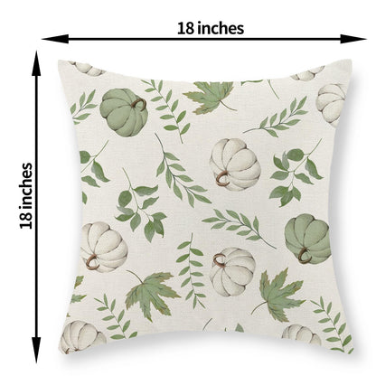 Gohdiwh Fall Pillow Covers 18x18 Set of 2 Sage Green Pumpkin Maple Leaf Fall Decor Pillowcase Autumn Thanksgiving Decorations Outdoor Throw Pillow Covers Linen Farmhouse Cushion Case for Couch Home
