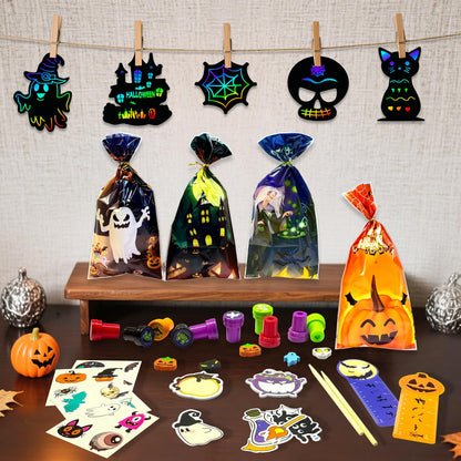 WESAYEE 24 PACK 252PCS Halloween Party Favors for Kids Stationery Set, Goodie Bag Stuffers Classroom Prizes, Halloween School Party Favors for Trick or Treat Bags, Halloween Gifts for Kids Bulk