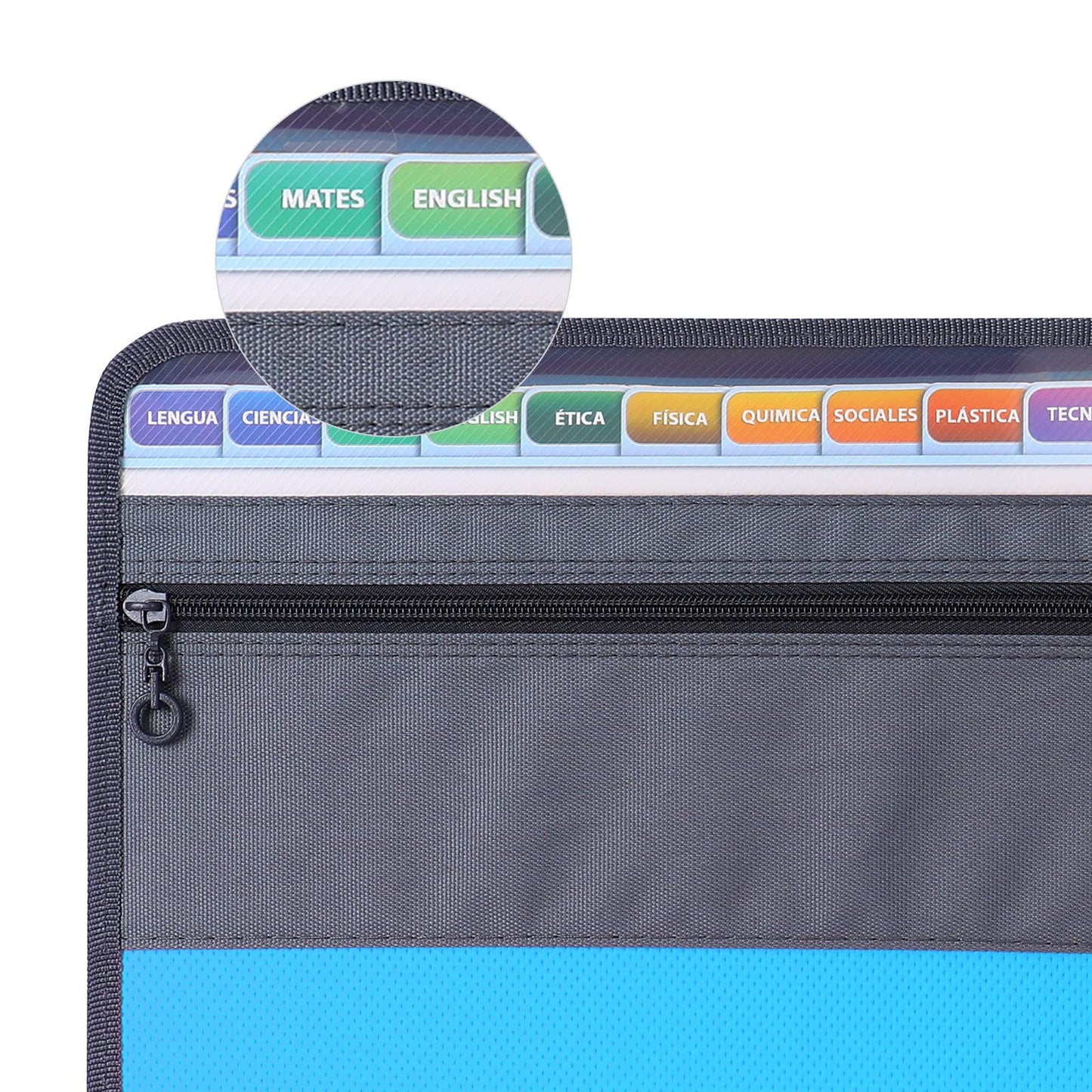 MEGREZ A4 Paper File Folder with 13 Pockets, Accordion File Folder with Zipper File Folder Organizer for Office, Waterproof Expanding File Folder with Tabs, Pink & Blue(2 Packs)