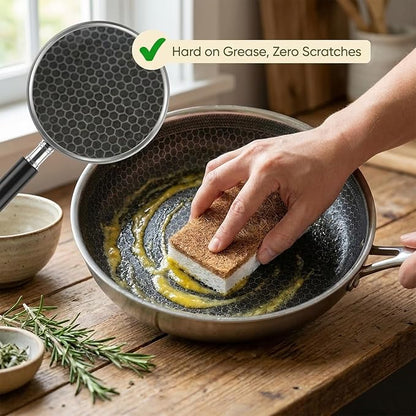 Kitchen Sponges 10 Pack - Natural Cellulose Sponge with Coconut Scrubber - Plant Based Sponges - Biodegradable Kitchen Sponge - Non-Scratch Sponges for Dishes - Eco Friendly Kitchen Sponges