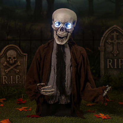 Evergreen Animated Groundbreaker Zombie for Halloween Outdoor Decoration, Sound Activated Zombie with Sporky Sound & Glowing Eyes, Halloween Props for Graveyard Lawn Yard Haunted House Decor