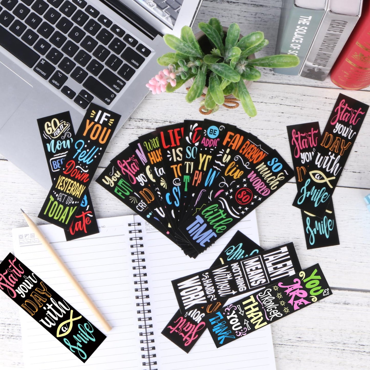 200Pcs Inspirational Bookmarks Motivational Quotes Bookmarks Bulk Double-Sided Printed Encouraging Book Markers Positive Page Markers for Students Teachers School Home Office Supplies
