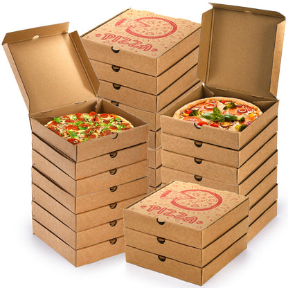 ZEAYEA 40 Pack Small Pizza Boxes, 7.3" L x 7.3" W x 1.6" H Cardboard Food Delivery Boxes, Kraft Take Out Food Containers, Takeaway Packaging Boxes for Pizza, Cookies, Cake, Party Favors, Wedding