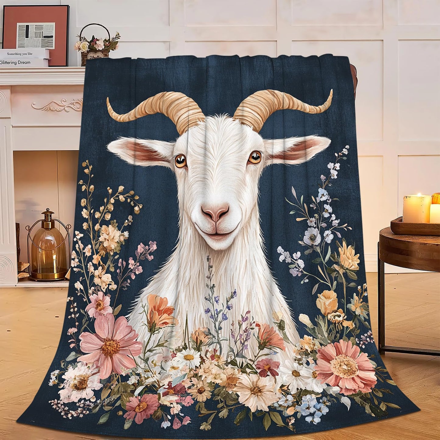 Mecowcm Cute Goat Blanket Farmhouse Sheep Goat Fleece Throw Blankets Fuzzy Plush Super Soft Cozy Warm Goats Decor Blanket Gifts for Boys Girls Kids Adult Men Women 40"x50"