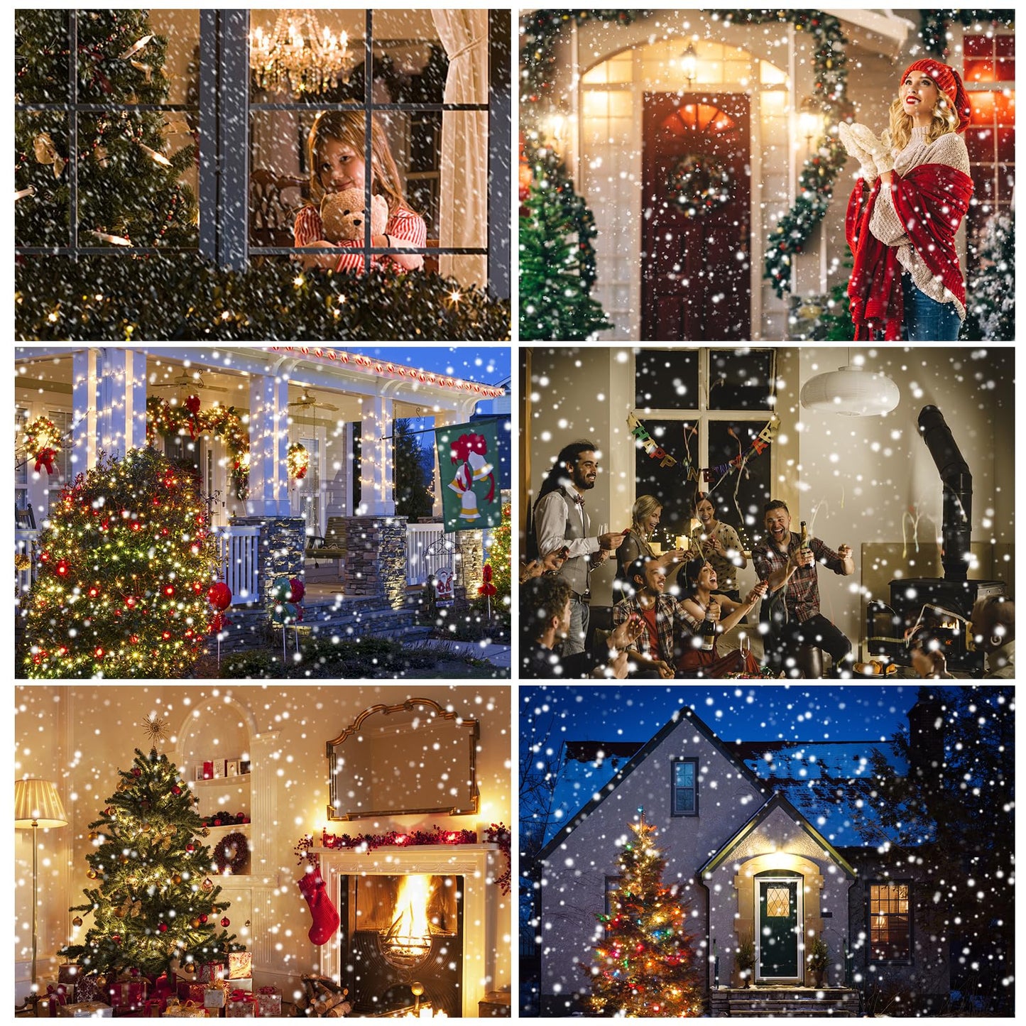 Christmas Snowfall Projector Lights, Indoor Outdoor Holiday Lights with Remote Control, White Snow for Halloween Xmas Party Wedding Garden Landscape Decoration(Snow Spots)