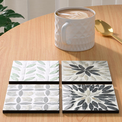 Leadiy Square Resin Coasters for Drinks,Set of 4 Non-Slip Coffee Cup Coasters, 4x4 Inches Desk Accessories, Absorbent Desktop Office Home Decor, Perfect for Coffee Table, Bar, Kitchen, and Party