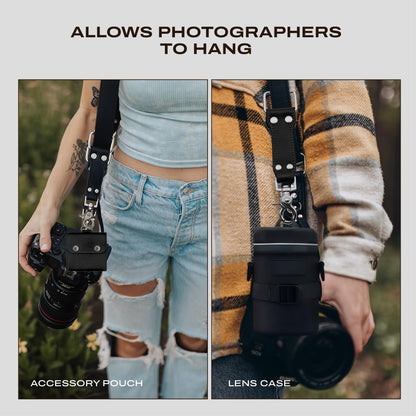 C Coiro Extra Attachments Single and Dual Camera Harness for Camera Bag, Sling Bag, Pouch, Lens Case Perfect Photography Accessories for Leather Camera Strap, Black