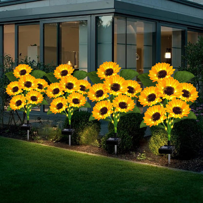 Solar Garden Lights Outdoor, 4 Pack Sunflower Lights with 24 Sunflower, Waterproof 60 Led Garden Fall Decor, Gifts for Mom Grandma, Decorative Solar Flowers for Pathway Patio Yard Flowerbed Decoration