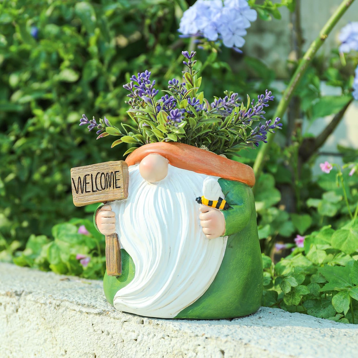 Chonsun Cute Plant Pots Small Gnome Flower Pots 4" Succulent Pot with Drainage Resin Garden Pot Planter for Indoor Outdoor