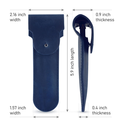 Safety Razor Head Protecting Leather Cover, Genuine Cowhide Leather Double Edge Safety Razor Case Accessories for Travel, Butterfly Razor Case, Soft Leather Double Edge Razor Case (Blue)