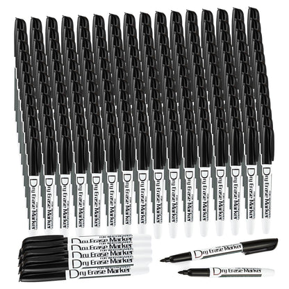 Volcanics Black Dry Erase Markers Bulk Pack - 200 Fine Tip Whiteboard Markers, Low Odor, Quick Dry, Ideal for Office, Classroom, Business, Meeting Room & Warehouse Use