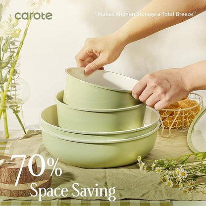 CAROTE 25-Piece Ceramic Cookware Set, Nonstick Pots and Pans Set with Detachable Handle, Non-Toxic Kitchen Cooking Set, Dishwasher & Oven Safe, Induction Compatible, PFAS Free