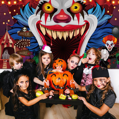 Ganeen Halloween Garage Door Cover 7 x 16 ft Clown Halloween Party Decorations Horror Garage Door Banner Scary Holiday Backdrop, Assembly Needed