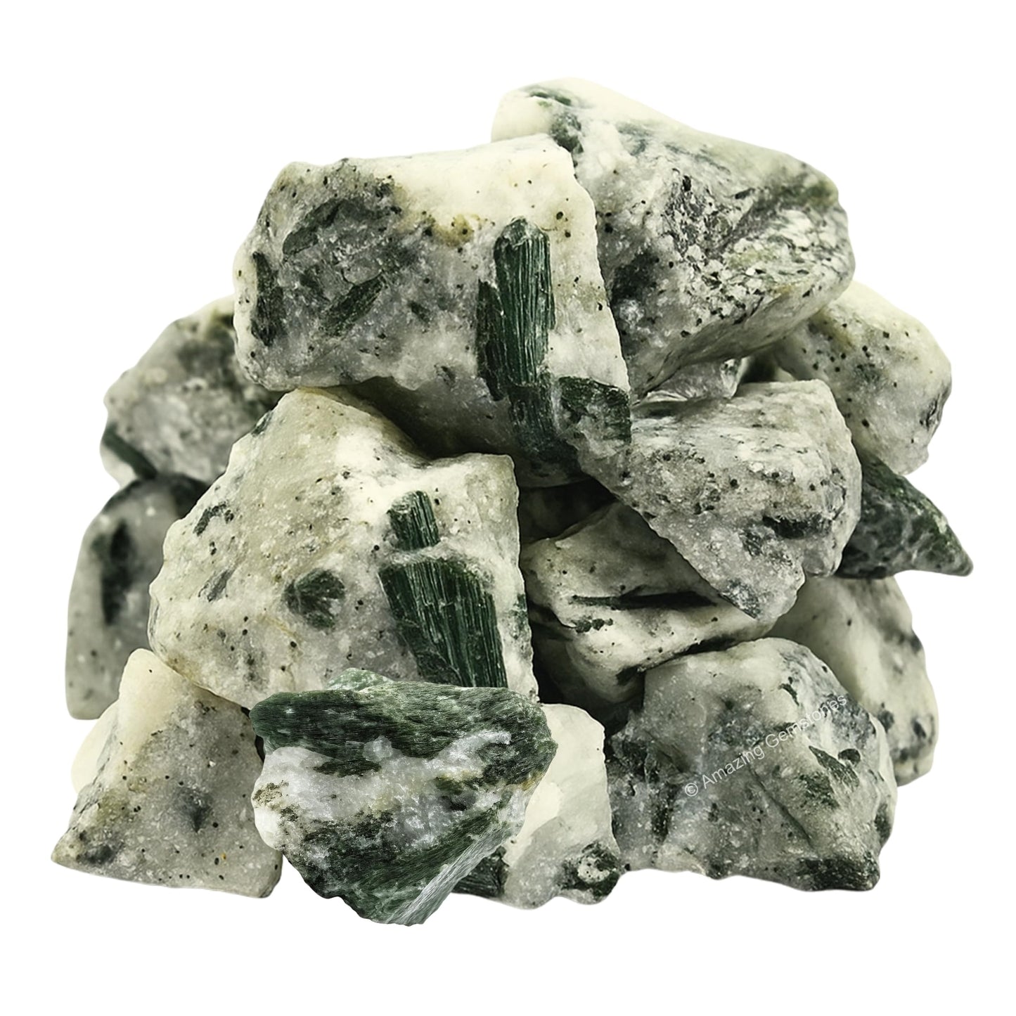 Amazing Gemstone 2 Pieces Green Tourmaline with Quartz Raw Crystals and Healing Stones, Natural Rocks for Tumbling and DIY Raw Stones and Crystals