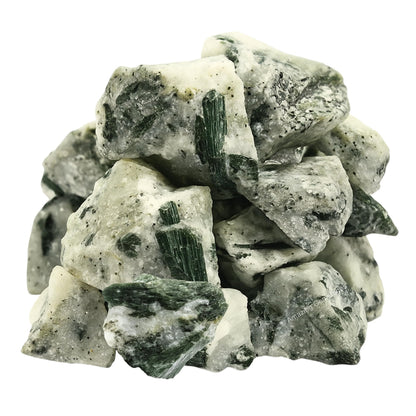 Amazing Gemstone 2 Pieces Green Tourmaline with Quartz Raw Crystals and Healing Stones, Natural Rocks for Tumbling and DIY Raw Stones and Crystals
