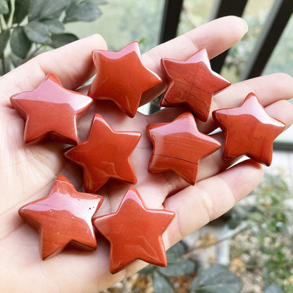 Fekuar Red Jasper Crystal Star Chakra Stones for Reiki Healing Yoga Balance Meditation Polished Mini Pocket Palm Stone 1 Inch (30mm)