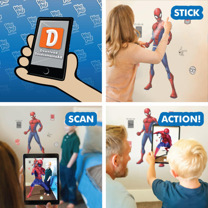 Marvel Spider-Man Wall Decal by Wall Palz, 25'' Vinyl Sticker with 3D Augmented Reality Interaction, Superhero Themed Room Decor for Boys