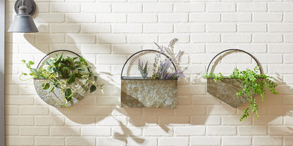 DII Galvanized Planter Collection Wall Hanging, Diamond, 14.5x4x14.5, Iron
