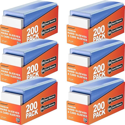 1200 Pack Card Sleeves Hard Plastic, Arjiekwei 3"X4" Baseball Cards Protectors Plastic, Premium Card Holder for Trading Sports Baseball Football Game Cards (600 Rigid + 600 Clear)