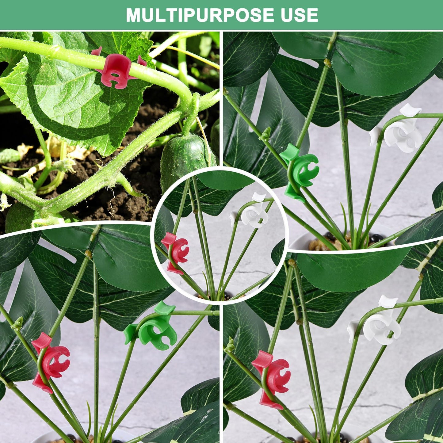 M METERXITY 80-Pack Plant Bender, 1.4x1 Inch 90 Degree Adjustable Plant Training Clips Plant Stem Low Stress Plant Branch Trainer Clips for Plant Gardening/Flowers/Climbing Plants[Red+White]