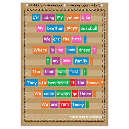 EAMAY Standard Pocket Charts, Clear 10 Pocket Chart for Teacher Lessons in a Classroom or Home Use – Fits Standard 3” Sentence Strips and Word Cards, Brown