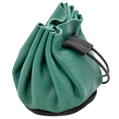 Medieval Drawstring Waist Pouch Viking Leather Pouch with 100% Suede Renaissance Cosplay Accessory for Medieval Events, LARP, SCA, Reenactment, Renfair - Green