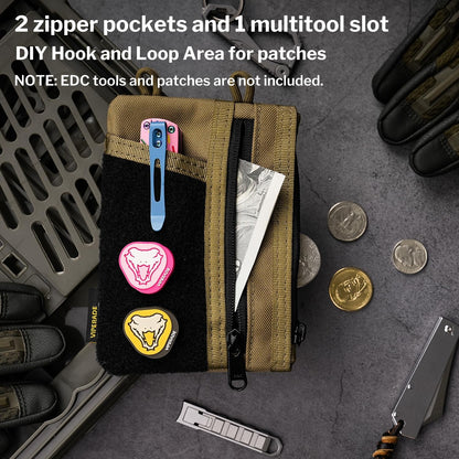VIPERADE VE18 EDC Pouch, Pocket Organizer for Men, EDC Pocket Organizer, 3 Slots with 2 Zipper Pockets, Multitool Pouch