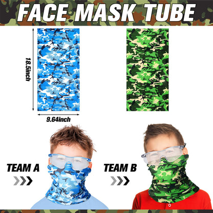 Sosation 12 Sets Kids Tactical Vest Tactical Party Supplies Favor Accessories, Face Mask Wrist Holder Toy Gift (Green and Blue)