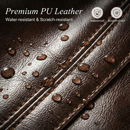 SHENGLAICAI 15.7 Inch Leather briefcases Laptop Messenger Bags for Men Best Office Shoulder Satchel Laptop Bag (Coffee)