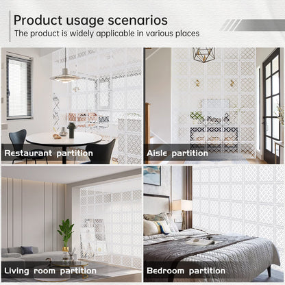 Boshen 24PCS Hanging Room Divider Wall Screen Panel Room Divider Panels Privacy Screen Divider Home Decor for Living Room Bedroom Home Office Restaurant Decor-White02