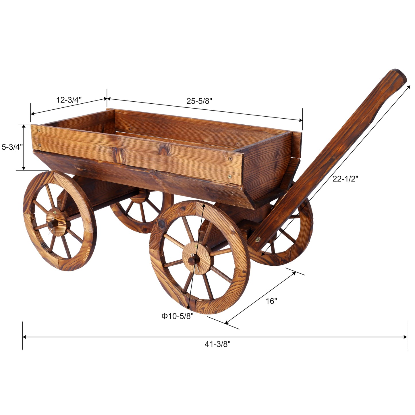 Anyflee Wood Wagon Flower Planter Pot Stand W/Wheels Home Garden Outdoor Decor